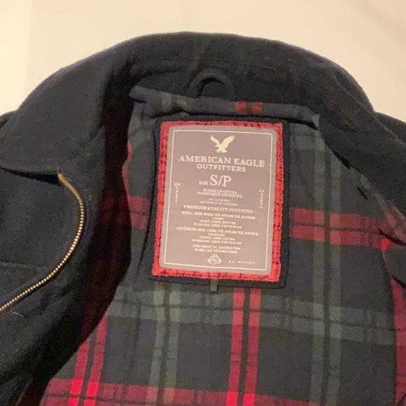 AE navy blue 90% wool aviator jacket - Picture 2 of 4